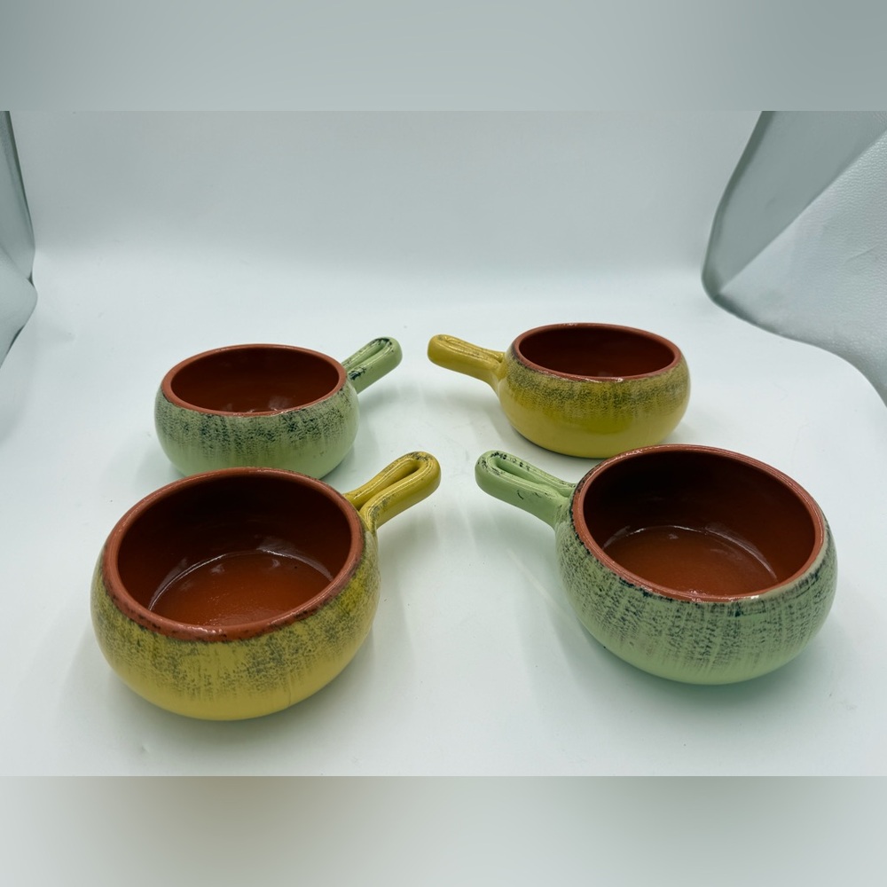 DE SILVA Italy (4) Bowls Soup Chili Stoneware Baking Dishes Handled Crocks,